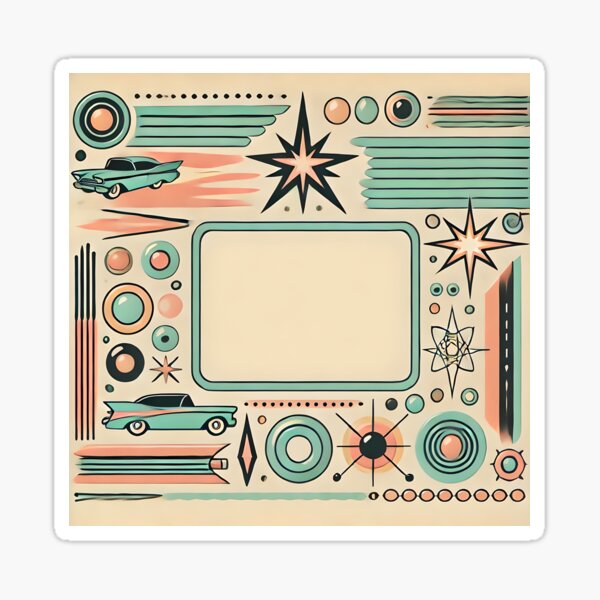Item preview, Mid-Century Retro Stationery - 1950s Style Atomic Border Design designed and sold by WitchSpellbound.