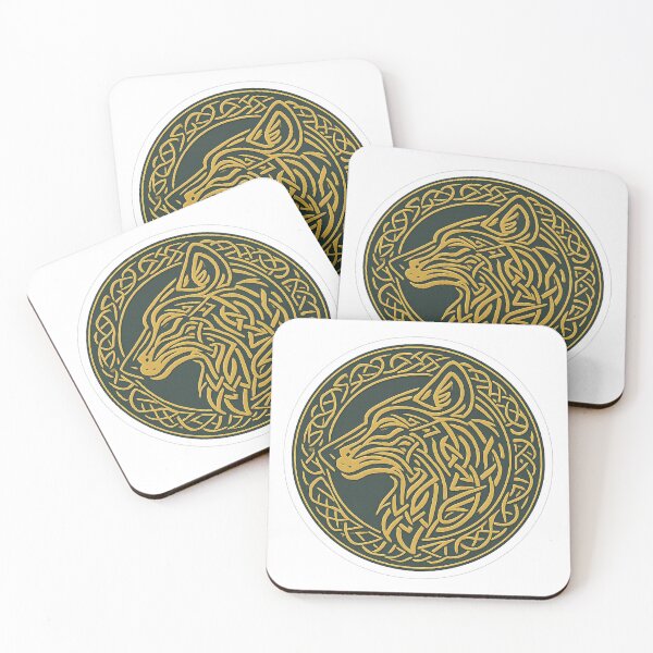 Item preview, Golden Celtic Wolf Head – Intricate Knotwork Emblem on Dark Green designed and sold by Tommy Studio.