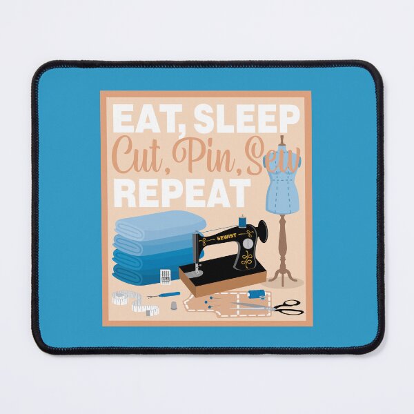 Item preview, Eat Sleep Repeat Dressmaking - Old Machine - BLUE designed and sold by StellarFX.