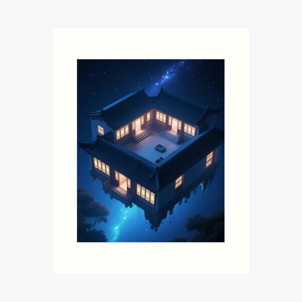 Item preview, Glowing Chinese Courtyard Sci-Fi designed and sold by WittyPretty.