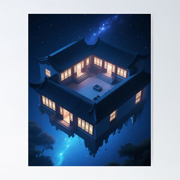 Item preview, Glowing Chinese Courtyard Sci-Fi designed and sold by WittyPretty.