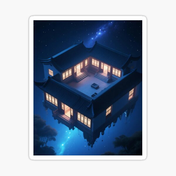 Item preview, Glowing Chinese Courtyard Sci-Fi designed and sold by WittyPretty.