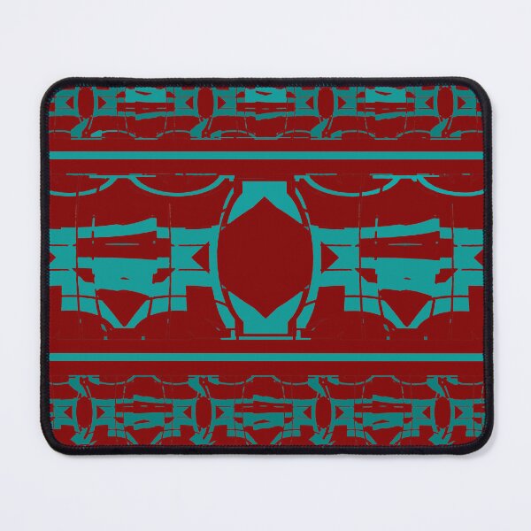 Item preview, Teal on Dark Red Mediterranean Mosaic-like Border Design designed and sold by ElasticPixels.