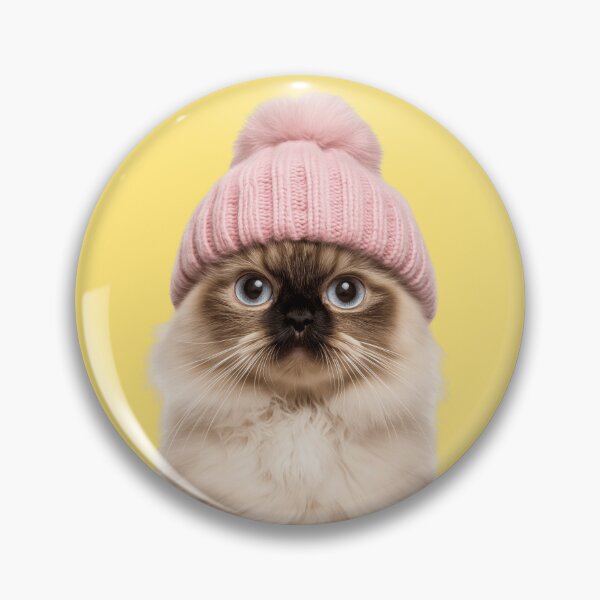 Item preview, Cozy Himalayan Cat Wearing Pink Winter Hat Trendy Animal Fashion Artwork designed and sold by LazyOwlStore.
