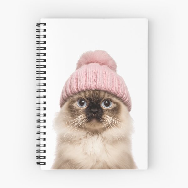 Item preview, Cozy Himalayan Cat Wearing Pink Winter Hat Trendy Animal Fashion Artwork designed and sold by LazyOwlStore.