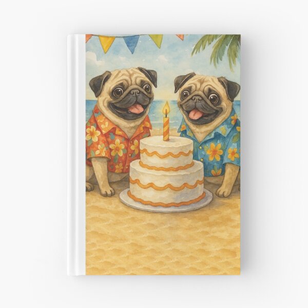 Item preview, Birthday party on the beach, funny pugs designed and sold by Mauswohn.