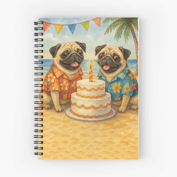 Item preview, Birthday party on the beach, funny pugs designed and sold by Mauswohn.