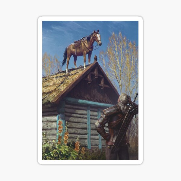Item preview, Poster Witcher 3 Roach - Roach on the roof Iconic Scene designed and sold by vallenCndy.