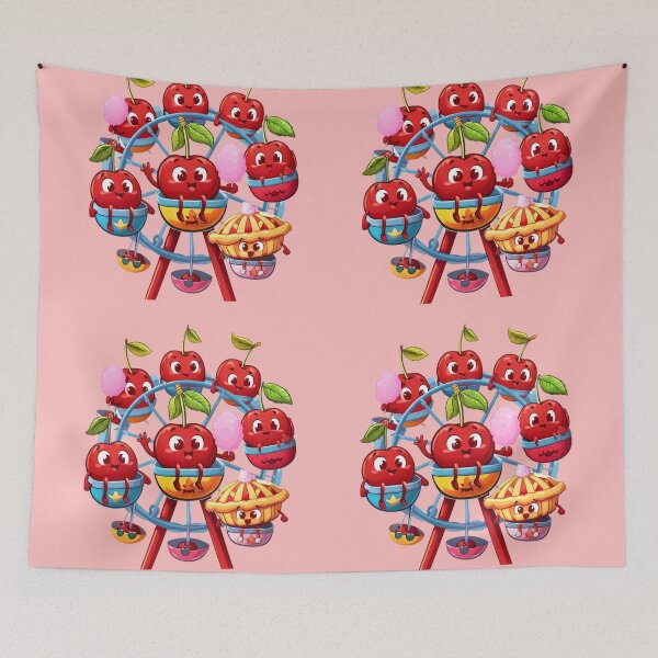 Item preview, Happy Cherries on Ferris Wheel – Fun Cherry Festival Cartoon Art designed and sold by PrintBreeze.