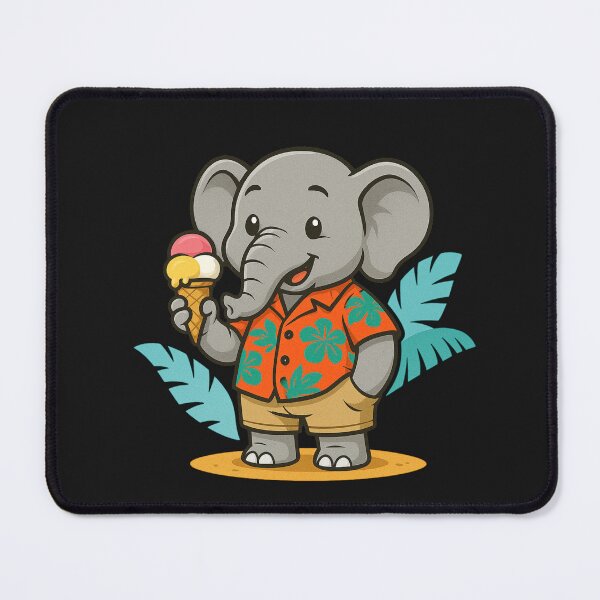 Item preview, Cool Elephant in Hawaiian Shirt Eating Ice Cream – Fun Summer Cartoon Design designed and sold by ColorSplash123.