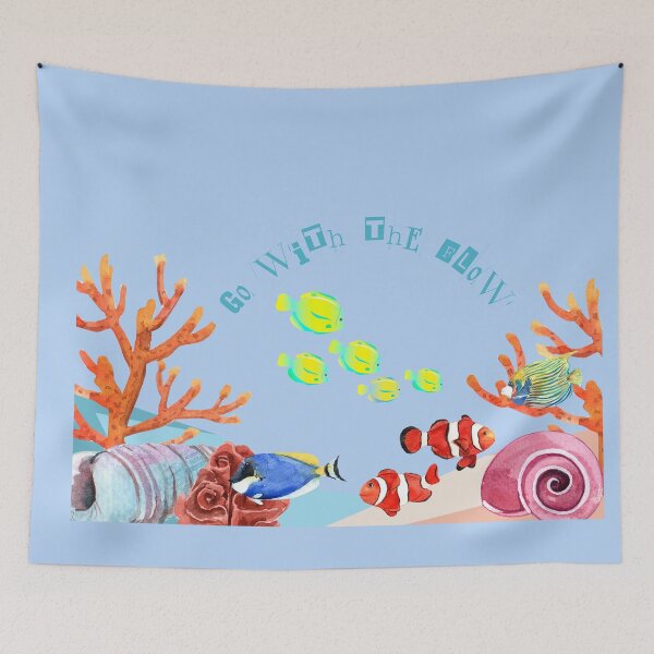 Item preview, Go With The Flow – Watercolour Tropical Fish & Coral Reef Design designed and sold by TiggsnPigsArt.