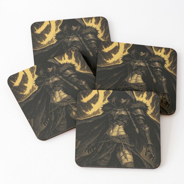 Item preview, Hooded Anime Warrior Girl Gothic Chains Gold Flames designed and sold by Hirvipelto.