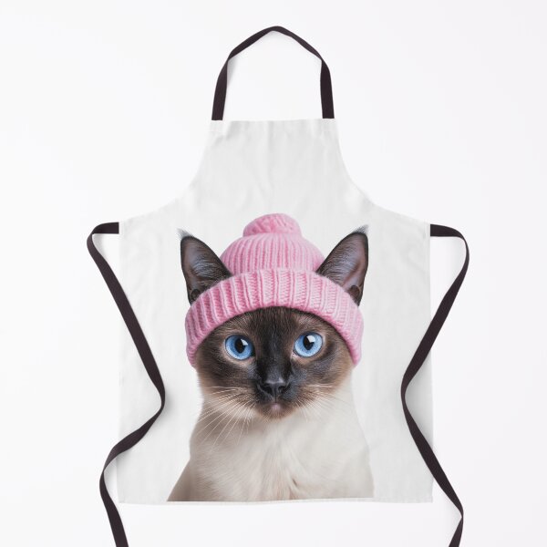 Item preview, Cozy Siamese Cat Wearing Pink Winter Hat Trendy Animal Fashion Artwork designed and sold by LazyOwlStore.