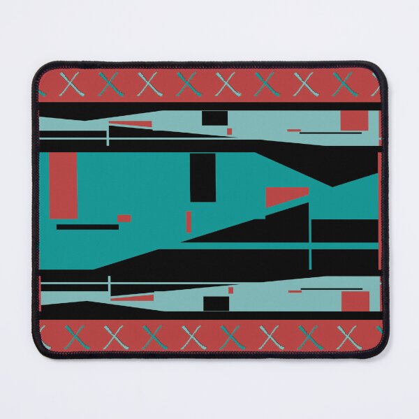 Item preview, Abstract Bordered Mosaic-like Tile in Red Teal Black designed and sold by ElasticPixels.
