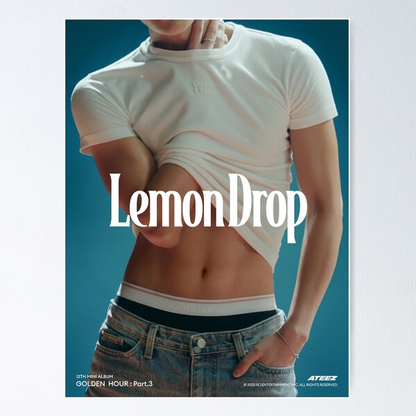 Item preview, ATEEZ Seonghwa abs 에이티즈 GOLDEN HOUR Part 3 Lemon Drop Title Poster kpop atiny summer boyfriend vibes designed and sold by Kpop-Noona.