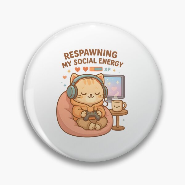 Artikelvorschau, Meine soziale Energie wiederbeleben – Süßes introvertiertes Gamer-Katzen-Kawaii-Design entworfen und verkauft von ArtbotsGallery.