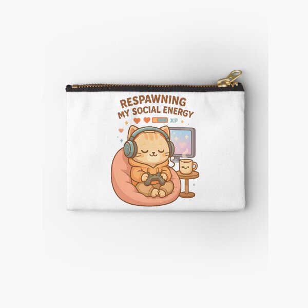 Item preview, Respawning My Social Energy – Cute Introvert Gamer Cat Kawaii Design designed and sold by ArtbotsGallery.