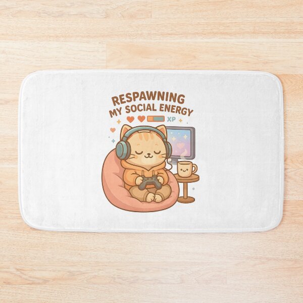 Item preview, Respawning My Social Energy – Cute Introvert Gamer Cat Kawaii Design designed and sold by ArtbotsGallery.