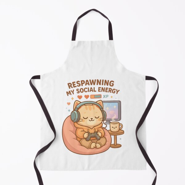 Item preview, Respawning My Social Energy – Cute Introvert Gamer Cat Kawaii Design designed and sold by ArtbotsGallery.