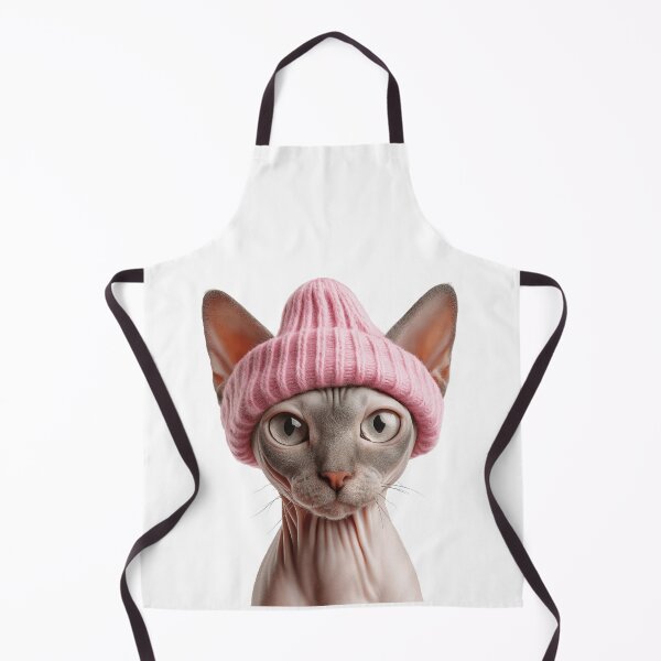 Item preview, Cozy Sphynx Cat Wearing Pink Winter Hat Trendy Animal Fashion Artwork designed and sold by LazyOwlStore.
