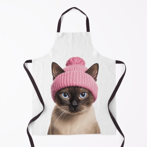 Item preview, Cozy Tonkinese Cat Wearing Pink Winter Hat Trendy Animal Fashion Artwork designed and sold by LazyOwlStore.