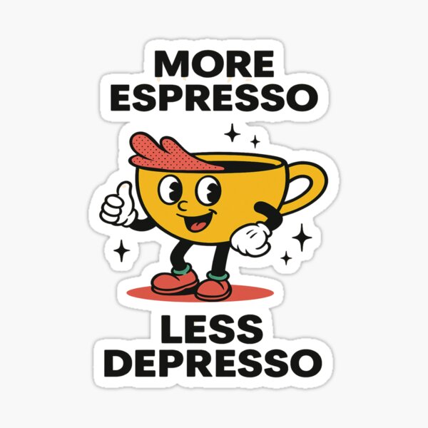 Item preview, More Espresso Less Depresso – Retro Coffee Cup Funny Quote designed and sold by Printsory.
