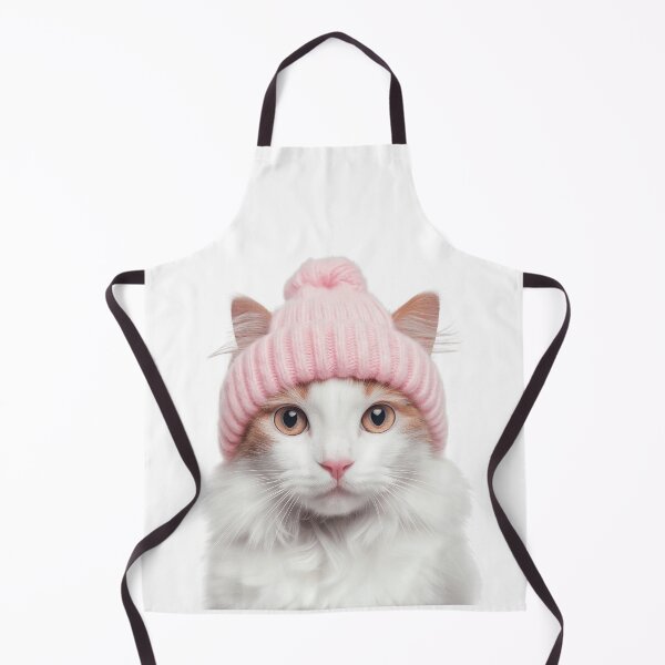 Item preview, Cozy Turkish Van Cat Wearing Pink Winter Hat Trendy Animal Fashion Artwork designed and sold by LazyOwlStore.