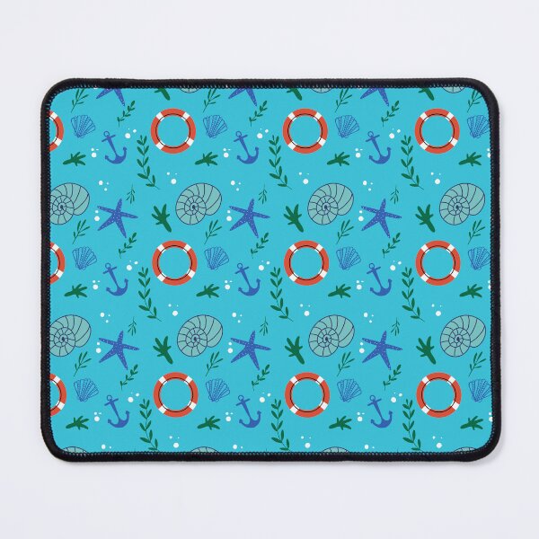Item preview, Summery sea motif – shells, swimming ring & plants on turquoise with dots designed and sold by vanessa.kreativdesign.