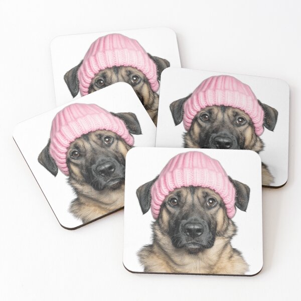 Item preview, Cozy Anatolian Shepherd dog Wearing Pink Winter Hat Trendy Animal Fashion Artwork designed and sold by LazyOwlStore.