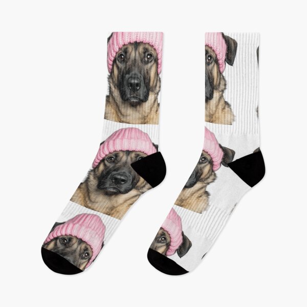Item preview, Cozy Anatolian Shepherd dog Wearing Pink Winter Hat Trendy Animal Fashion Artwork designed and sold by LazyOwlStore.