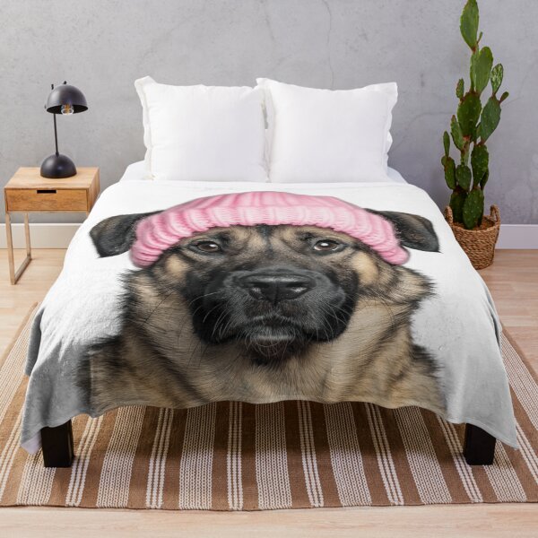 Item preview, Cozy Anatolian Shepherd dog Wearing Pink Winter Hat Trendy Animal Fashion Artwork designed and sold by LazyOwlStore.