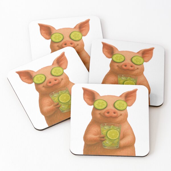 Item preview, Chill Pig with Cucumber Eyes – Funny Spa Cocktail Vibes designed and sold by SupplyCode.