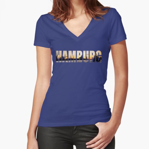 Hamburg Sunset Tailliertes T-Shirt mit V-Ausschnitt
