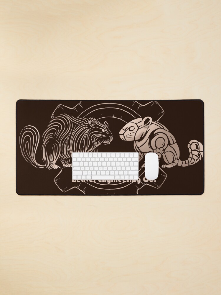 Aperçu 1 sur 5. Tapis de souris avec l'œuvre T-shirt « Timberborn Line Art » – Nature versus technologie dans le dessin au trait fin créée et vendue par Engl.