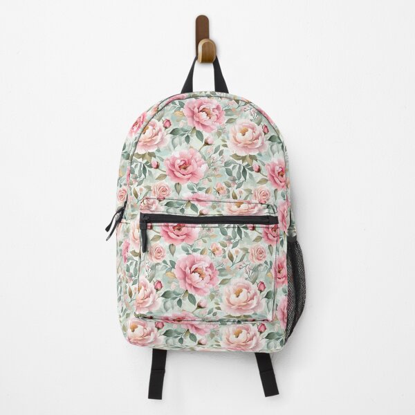 Item preview, seamless floral pattern with peonies, roses and leaves in soft pink and green tones, watercolor style designed and sold by MOONE FLOWER.