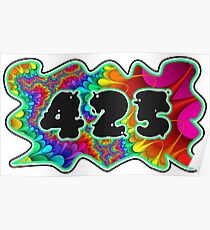 ABSTRACT, GROOVY, AND PSYCHEDELIC 425 DESIGN - VIBRANT COLORS WITH YOUR FAVORITE AREA CODE Poster