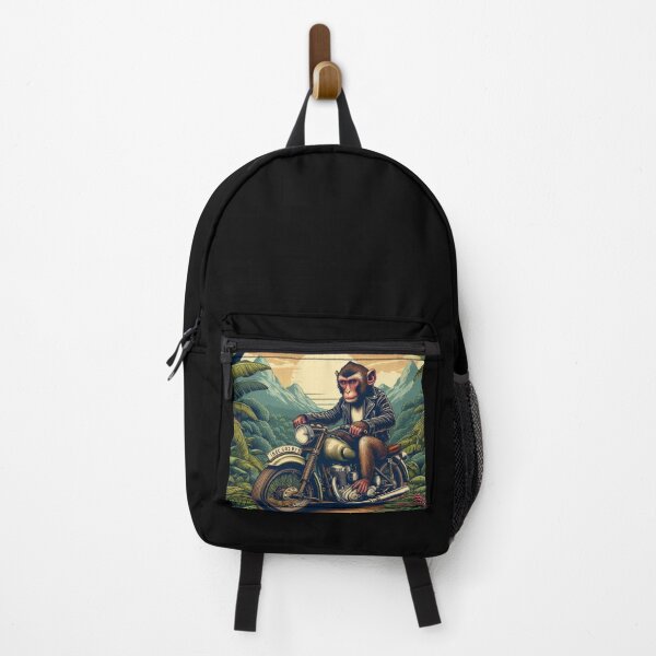 Item preview, a monkey using an old motorcycle in the forest designed and sold by Dogandesighn.