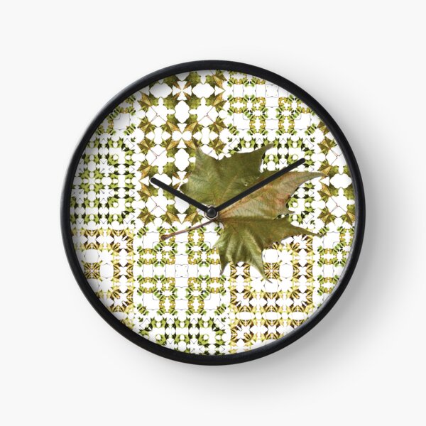Army Green Leaf Quilt Clock