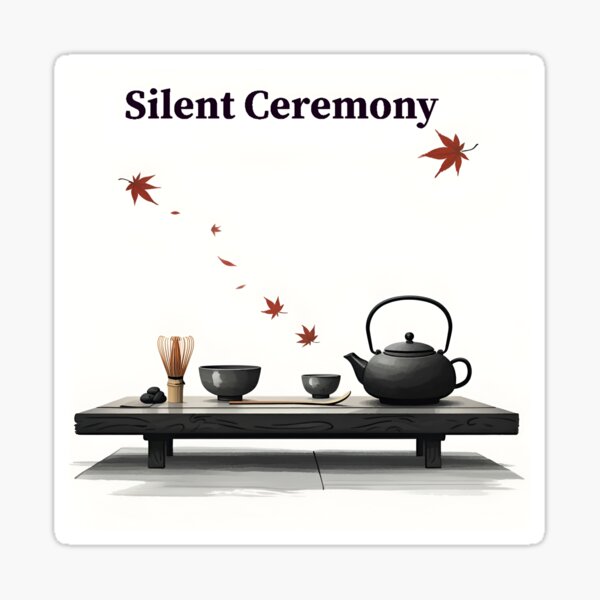 Silent ceremony. Zen art. Traditional Japanese tea ceremony set Sticker