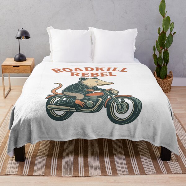 Item preview, Roadkill Rebel Opossum Motorcycle T-Shirt Design designed and sold by kato van meirvenne.