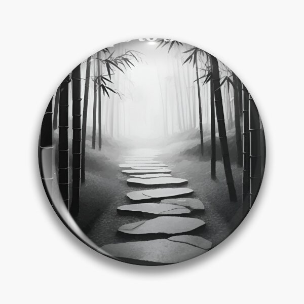 Item preview, Minimalist zen footpath made of irregular stone slabs leading through a quiet bamboo forest designed and sold by GCBTienda.