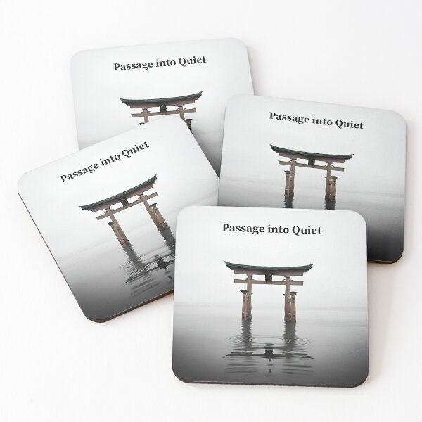 Item preview, Minimalist e-ink zen illustration of a torii gate standing alone in shallow water designed and sold by GCBTienda.