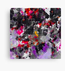 geometric square pixel pattern abstract in purple red black Canvas Print