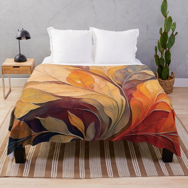 Item preview, Warm and cosy Autumn leaves colours 3, VINTAGE leaf textured botanicals oil painting, burnt orange and brown, leaf pattern autumn painting designed and sold by navitalidesign.