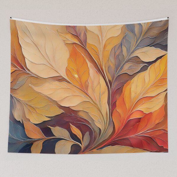 Item preview, Warm and cosy Autumn leaves colours 3, VINTAGE leaf textured botanicals oil painting, burnt orange and brown, leaf pattern autumn painting  designed and sold by navitalidesign.