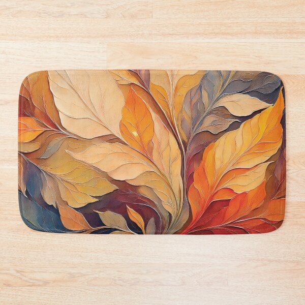 Item preview, Warm and cosy Autumn leaves colours 3, VINTAGE leaf textured botanicals oil painting, burnt orange and brown, leaf pattern autumn painting  designed and sold by navitalidesign.