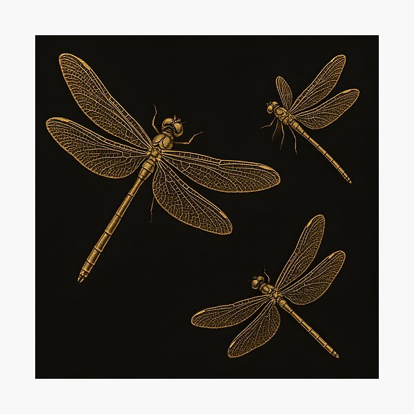 Item preview, Golden dragonfly print designed and sold by Creep-elina.