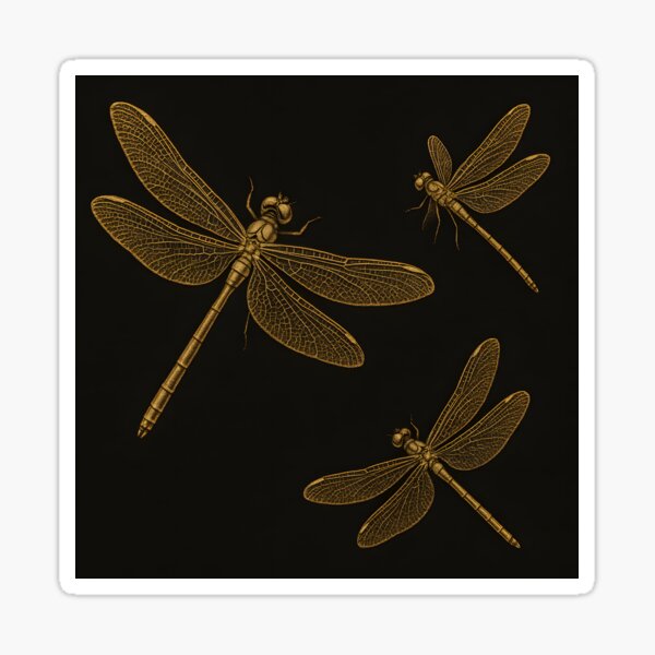 Item preview, Golden dragonfly print designed and sold by Creep-elina.