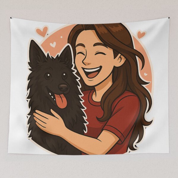 Item preview, Shepherd’s Spirit: Woman & Croatian Sheepdog Cartoon designed and sold by GoodyPaws.