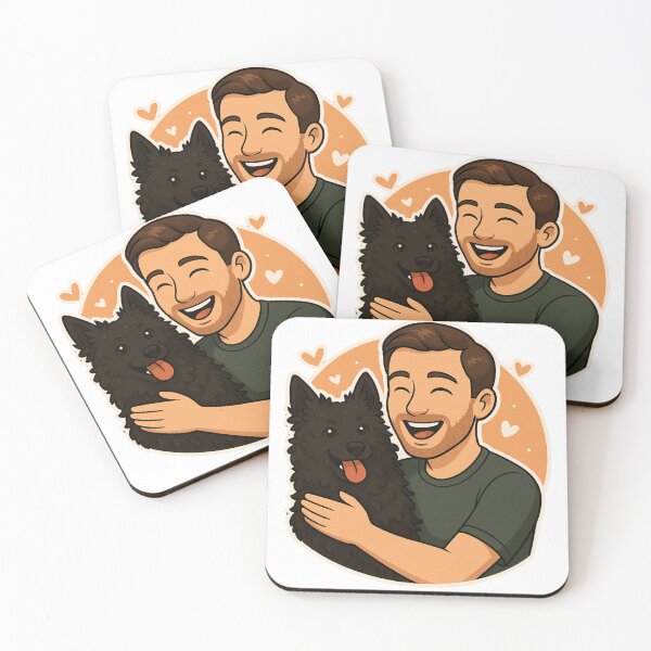 Item preview, Dynamic Duo: Man & Croatian Sheepdog Cartoon designed and sold by GoodyPaws.